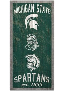 Michigan State Spartans 6X12 Heritage Logos Sign - Green