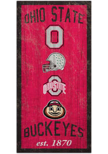 Ohio State Buckeyes 6X12 Heritage Logos Sign - Red