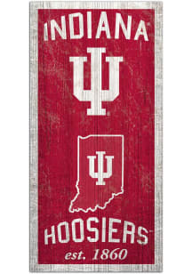 Indiana Hoosiers 6X12 Heritage Logos Sign - Red