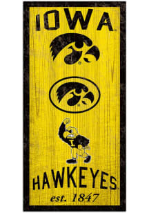 Iowa Hawkeyes 6X12 Heritage Logos Sign - Black