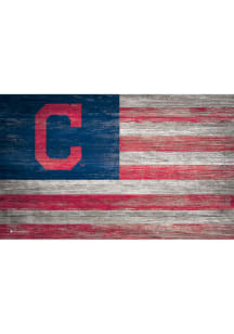 Cleveland Guardians Distressed Flag 11x19 Sign - Navy Blue