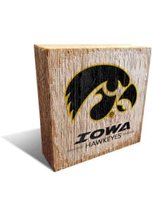 Iowa Hawkeyes Team Logo Block Sign - Black