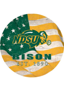 North Dakota State Bison Team Color Flag 12 Inch Circle Sign - Green