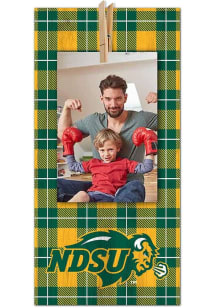 North Dakota State Bison Plaid Clothespin Sign - Green
