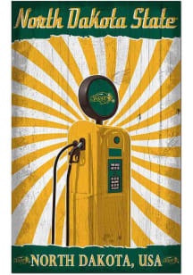 North Dakota State Bison Retro Pump Location Sign - Green