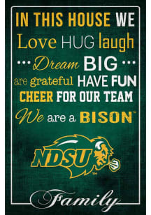 North Dakota State Bison In This House 17x26 Sign - Green