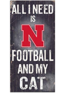 Nebraska Cornhuskers Football and My Cat Sign - Red