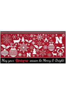 Nebraska Cornhuskers Merry and Bright Sign - Red