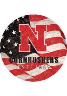 Nebraska Cornhuskers 24in Flag Circle Sign - Red