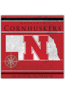 Nebraska Cornhuskers Coordinates Sign - Red