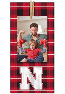 Nebraska Cornhuskers Plaid Clothespin Sign - Red