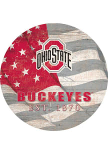 Ohio State Buckeyes 24in Flag Circle Sign - Red