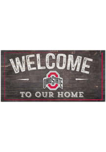 Ohio State Buckeyes Welcome Distressed Sign - Red