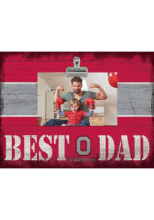 Ohio State Buckeyes Best Dad Striped Clip Picture Frame - Red