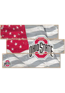 Ohio State Buckeyes Flag 3 Plank Sign - Red