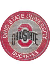 Ohio State Buckeyes Round Heritage Logo Sign - Red