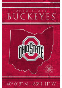 Ohio State Buckeyes Coordinates 17x26 Sign - Red