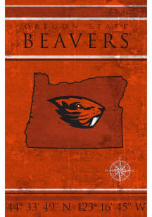 Oregon State Beavers Coordinates 17x26 Sign - Orange