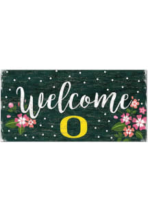 Oregon Ducks Welcome Floral Sign - Green