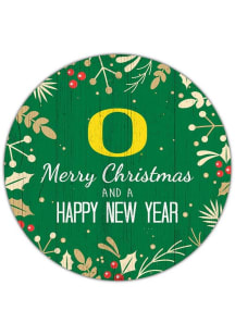 Oregon Ducks Merry Christmas and New Year Circle Sign - Green