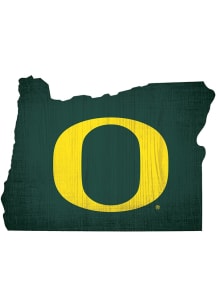 Oregon Ducks State Cutout Sign - Green