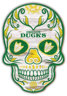 Oregon Ducks 12 Inch Sugar Skull Sign - Green