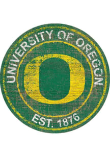 Oregon Ducks Round Heritage Logo Sign - Green