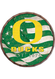 Oregon Ducks Flag 16 Inch Barrel Top Sign - Green