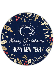Penn State Nittany Lions Merry Christmas and New Year Circle Sign - Blue