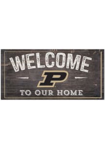 Purdue Boilermakers Welcome Distressed Sign - Black