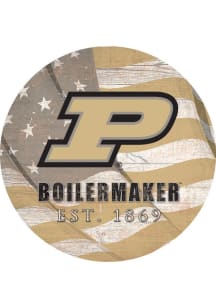 Purdue Boilermakers Team Color Flag 12 Inch Circle Sign - Black