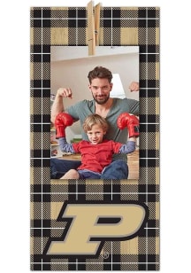 Purdue Boilermakers Plaid Clothespin Sign - Black