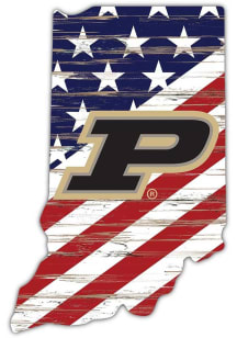 Purdue Boilermakers 12 Inch USA State Cutout Sign - Black