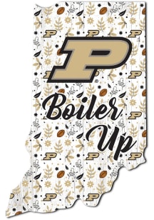 Purdue Boilermakers Floral State Sign - Black