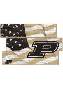 Purdue Boilermakers Flag 3 Plank Sign - Black