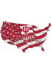 Indiana Hoosiers USA Shape Flag Cutout Sign - Red