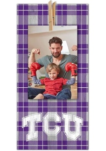 TCU Horned Frogs Plaid Clothespin Sign - Purple