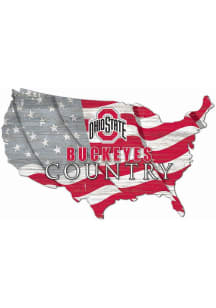 Ohio State Buckeyes USA Shape Flag Cutout Sign - Red
