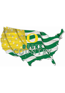Oregon Ducks USA Shape Flag Cutout Sign - Green