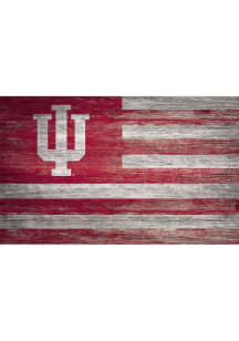 Indiana Hoosiers Distressed Flag 11x19 Sign - Red