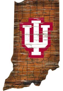 Indiana Hoosiers Distressed State 24 Inch Sign - Brown