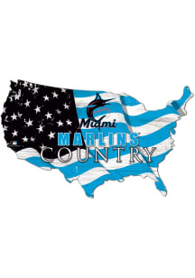 Miami Marlins USA Shape Flag Cutout Sign - Blue