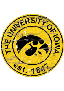 Iowa Hawkeyes Established Date Circle 24 Inch Sign - Yellow