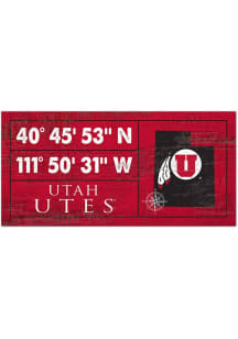 Utah Utes Horizontal Coordinate Sign - Red