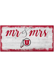 Utah Utes Script Mr and Mrs Sign - Red
