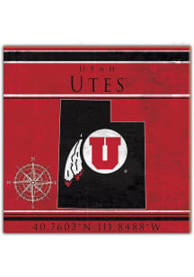 Utah Utes Coordinates Sign - Red