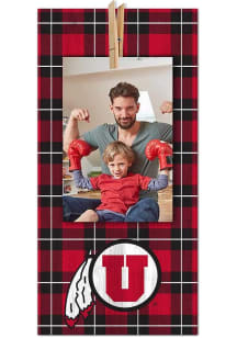 Utah Utes Plaid Clothespin Sign - Red