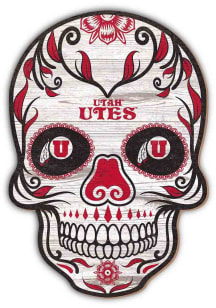 Utah Utes 12 Inch Sugar Skull Sign - Red
