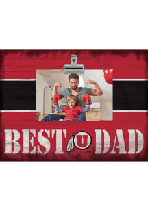 Utah Utes Best Dad Striped Clip Picture Frame - Red