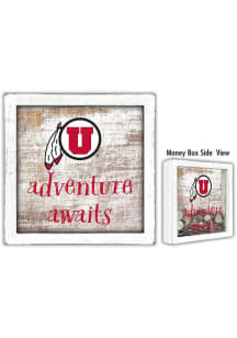 Utah Utes Adventure Awaits Box Sign - Red